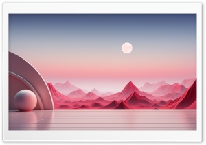 Abstract, Pink, Mist, Mountainlike, Sphere, Moon 4K UHD Wallpaper for Widescreen and UltraWide Desktop, UltraHD TV, Smartphone, Tablet