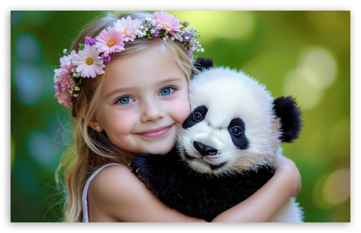 Adorable, Beautiful, Child Girl, Hug, Baby Panda UltraHD Wallpaper for UHD 16:9 ; HD 16:9 ; UltraWide 21:9 24:10 32:9 32:10 ; Widescreen 16:10 5:3 ; Fullscreen 4:3 5:4 3:2 ; Tablet 1:1 ; Dual 16:10 5:3 16:9 4:3 5:4 3:2 ;