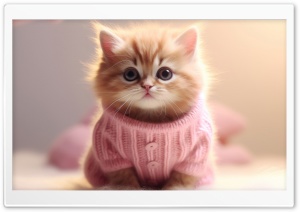 Adorable Kitten Dressed in Sweater Ultra HD Wallpaper for 4K UHD Widescreen Desktop, Lockscreen, Screensaver, TV, Tablet, Smartphone