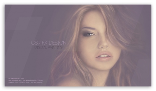 Adriana Lima - Realistic Digital Painting - CS9 FX Design Realism UltraHD Wallpaper for HD 16:9 ;