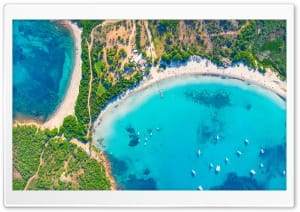 Aerial of Rondinara Beach, Corsica Island, France 4K UHD Wallpaper for Widescreen and UltraWide Desktop, UltraHD TV, Smartphone, Tablet