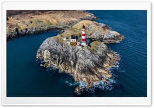 Aerial View of Eilean Glas Lighthouse, Isle of Harris 4K UHD Wallpaper for Widescreen and UltraWide Desktop, UltraHD TV, Smartphone, Tablet