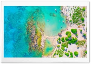 Aerial View of Elafonisi Beach, Crete, Greece 4K UHD Wallpaper for Widescreen and UltraWide Desktop, UltraHD TV, Smartphone, Tablet