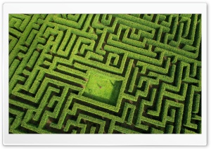 Aerial View of Green Hedge Maze Landscape 4K UHD Wallpaper for Widescreen and UltraWide Desktop, UltraHD TV, Smartphone, Tablet