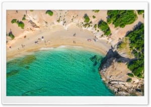 Aerial View of Hawaii Beach, Naxos Island, Greece 4K UHD Wallpaper for Widescreen and UltraWide Desktop, UltraHD TV, Smartphone, Tablet