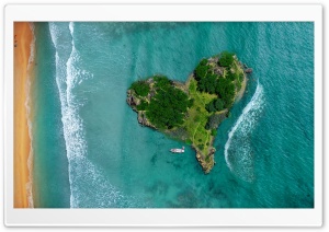 Aerial View Of Heart Shaped Tropical Island Ultra HD Wallpaper for 4K UHD Widescreen desktop, tablet & smartphone