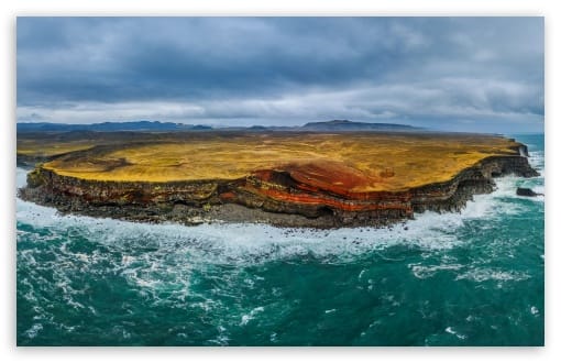 Aerial View of Krysuvikurberg Red Cliffs, Iceland UltraHD Wallpaper for UHD 16:9 ; HD 16:9 ; UltraWide 21:9 24:10 32:9 32:10 ; Widescreen 16:10 ; Tablet 1:1 ; Mobile 9:16 9:19.5 9:20 9:21 9:22 ; Dual 16:10 16:9 ; Triple 16:10 16:9 ;