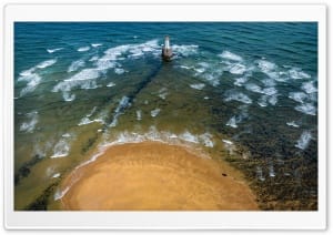 Aerial View of Rattray Head Lighthouse, Scotland 4K UHD Wallpaper for Widescreen and UltraWide Desktop, UltraHD TV, Smartphone, Tablet
