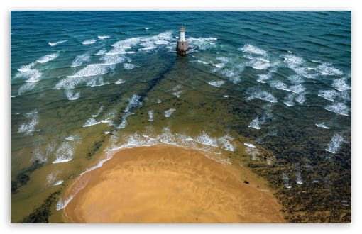 Aerial View of Rattray Head Lighthouse, Scotland UltraHD Wallpaper for UHD 16:9 ; HD 16:9 ; UltraWide 21:9 24:10 32:9 32:10 ; Widescreen 16:10 ; Tablet 1:1 ; Mobile 9:16 9:19.5 9:20 9:21 9:22 ; Dual 16:10 16:9 ;