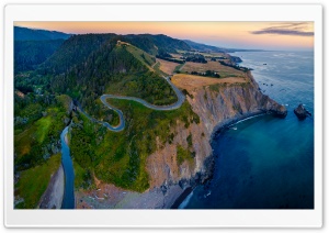 Aerial View Of Winding Coastal Road 4K UHD Wallpaper for Widescreen and UltraWide Desktop, UltraHD TV, Smartphone, Tablet