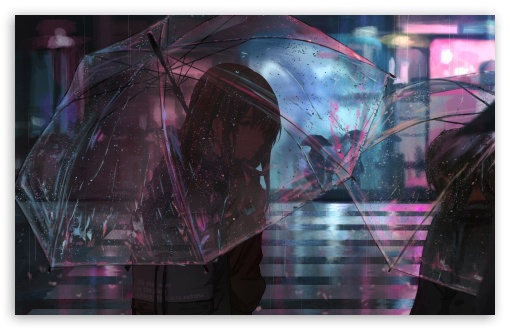 Aesthetic Anime Night Rain UltraHD Wallpaper for UHD 16:9 ; HD 16:9 ; UltraWide 21:9 24:10 ; Widescreen 16:10 5:3 ; Fullscreen 4:3 5:4 3:2 ; Tablet 1:1 ;