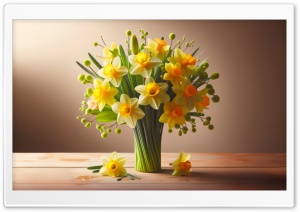 Aesthetic Beautiful Spring Yellow Daffodils Flowers Bouquet Ultra HD Wallpaper for 4K UHD Widescreen desktop, tablet & smartphone