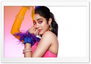 Aesthetic, Janhvi Kapoor, Colorful Makeup, Actress, Celebrity, Beauty, Glamour 4K UHD Wallpaper for Widescreen and UltraWide Desktop, UltraHD TV, Smartphone, Tablet