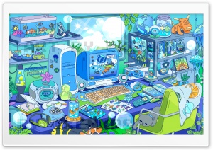Aesthetic Retro Desktop Computer Illustration 4K UHD Wallpaper for Widescreen and UltraWide Desktop, UltraHD TV, Smartphone, Tablet