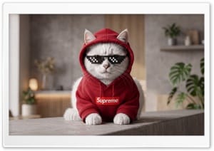Aesthetic Supreme Cat Street Style 4K UHD Wallpaper for Widescreen and UltraWide Desktop, UltraHD TV, Smartphone, Tablet