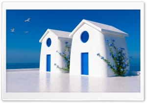 Aesthetic White Minimalist Greek Architecture 4K UHD Wallpaper for Widescreen and UltraWide Desktop, UltraHD TV, Smartphone, Tablet