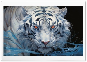 Albino Tiger Art Ultra HD Wallpaper for 4K UHD Widescreen Desktop, Lockscreen, Screensaver, TV, Tablet, Smartphone