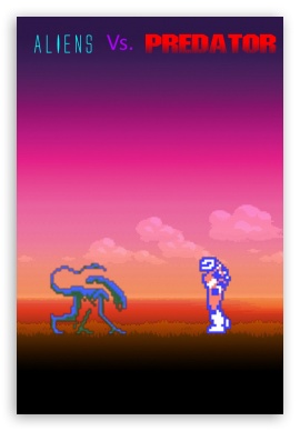 Aliens Vs. Predator 8-bit wallpaper for iphone UltraHD Wallpaper for Mobile 3:2 - DVGA HVGA HQVGA ( Apple PowerBook G4 iPhone 4 3G 3GS iPod Touch ) ;