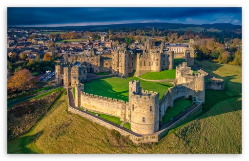 Alnwick Castle Northumberland England Drone Architecture UltraHD Wallpaper for UHD 16:9 ; HD 16:9 ; UltraWide 21:9 24:10 ; Widescreen 16:10 ; Tablet 1:1 ;