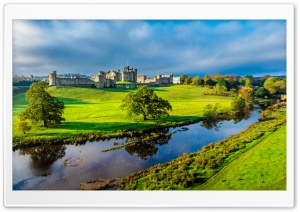 Alnwick Castle Northumberland England Drone Landscape 4K UHD Wallpaper for Widescreen and UltraWide Desktop, UltraHD TV, Smartphone, Tablet