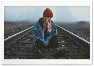Alone Girl, Silent, Railroad Ultra HD Wallpaper for 4K UHD Widescreen desktop, tablet & smartphone