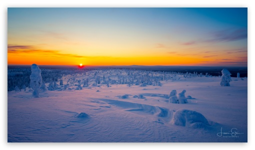 Amazing Sunset in Lapland UltraHD Wallpaper for UHD 16:9 ; HD 16:9 ;