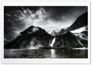 Amazing Waterfall, Monochrome Ultra HD Wallpaper for 4K UHD Widescreen desktop, tablet & smartphone