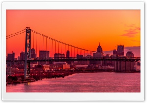 Ambassador Bridge, Detroit, Michigan Ultra HD Wallpaper for 4K UHD Widescreen desktop, tablet & smartphone