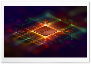 AMD Ryzen Processor Digital Circuit Background 4K UHD Wallpaper for Widescreen and UltraWide Desktop, UltraHD TV, Smartphone, Tablet