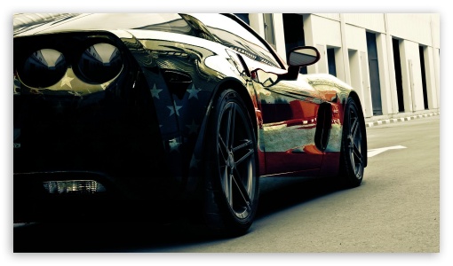 American flag Chevrolet Corvette UltraHD Wallpaper for HD 16:9 ;