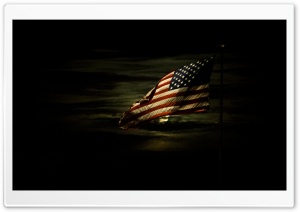 American Flag Lit By A Full Moon Ultra HD Wallpaper for 4K UHD Widescreen desktop, tablet & smartphone