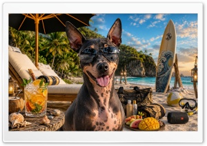 American Hairless Terrier Dog on the Beach 4K UHD Wallpaper for Widescreen and UltraWide Desktop, UltraHD TV, Smartphone, Tablet