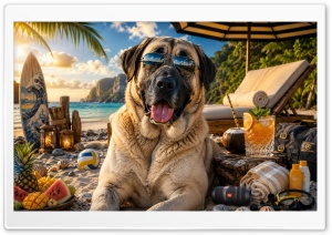 Anatolian Shepherd Dog on the Beach 4K UHD Wallpaper for Widescreen and UltraWide Desktop, UltraHD TV, Smartphone, Tablet