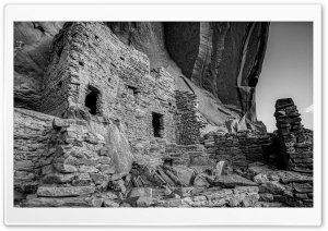 Ancient Cliff Dwelling at River House Ruin, Utah 4K UHD Wallpaper for Widescreen and UltraWide Desktop, UltraHD TV, Smartphone, Tablet