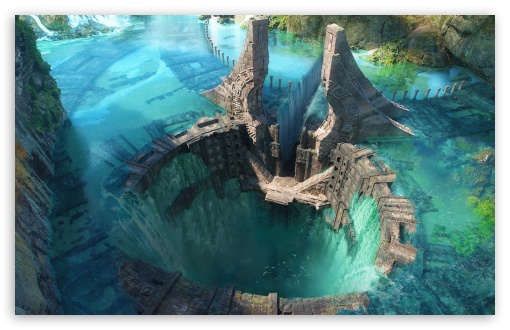 Ancient Sea Temple Ruins UltraHD Wallpaper for UHD 16:9 ; HD 16:9 ; UltraWide 21:9 24:10 ; Widescreen 16:10 5:3 ; Fullscreen 4:3 5:4 3:2 ; Tablet 1:1 ;