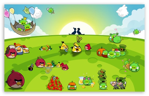 Angry Birds Party UltraHD Wallpaper for Wide 16:10 5:3 Widescreen WHXGA WQXGA WUXGA WXGA WGA ; Mobile 5:3 - WGA ;