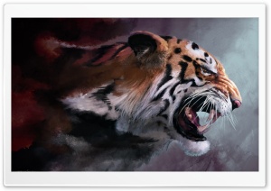 Angry Tiger Painting Ultra HD Wallpaper for 4K UHD Widescreen desktop, tablet & smartphone