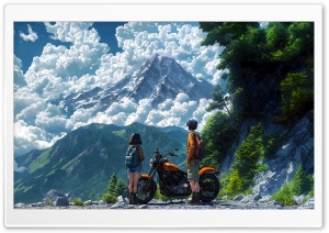 Anime, Boy and Girl, Travel, Bike, Landscape 4K UHD Wallpaper for Widescreen and UltraWide Desktop, UltraHD TV, Smartphone, Tablet