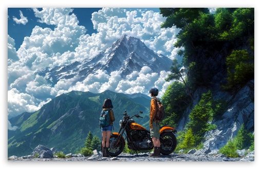 Anime, Boy and Girl, Travel, Bike, Landscape UltraHD Wallpaper for UHD 16:9 ; HD 16:9 ; UltraWide 21:9 24:10 32:9 32:10 ; Widescreen 16:10 5:3 ; Fullscreen 4:3 5:4 3:2 ; Tablet 1:1 ; Mobile 9:16 9:19.5 9:20 10:16 2:3 3:5 3:4 ; Dual 16:10 5:3 16:9 4:3 5:4 3:2 ;
