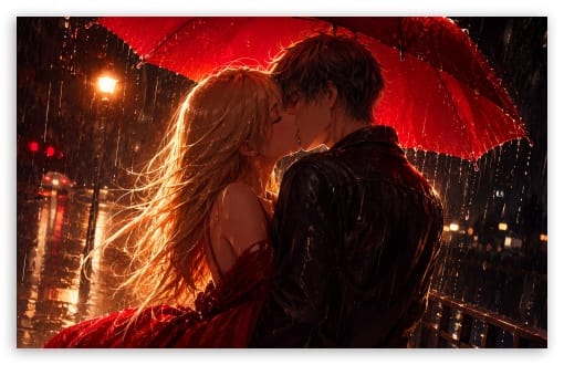 Anime Couple Kissing in the Rain UltraHD Wallpaper for UHD 16:9 ; HD 16:9 ; UltraWide 21:9 24:10 32:9 32:10 ; Widescreen 16:10 ; Tablet 1:1 ; Mobile 9:16 9:19.5 9:20 9:21 9:22 ; Dual 16:10 16:9 ;