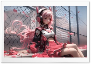 Anime Cyborg Girl Digital Art with Pink Hair Ultra HD Wallpaper for 4K UHD Widescreen desktop, tablet & smartphone