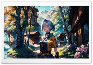 Anime Explorer Girl with Blue Eyes 4K UHD Wallpaper for Widescreen and UltraWide Desktop, UltraHD TV, Smartphone, Tablet