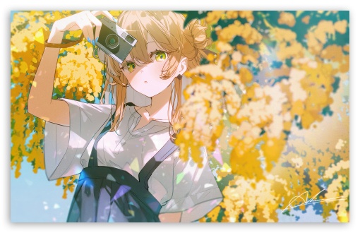 Anime Girl, Camera, Taking Photos, Spring UltraHD Wallpaper for UHD 16:9 ; HD 16:9 ; Widescreen 16:10 5:3 ;