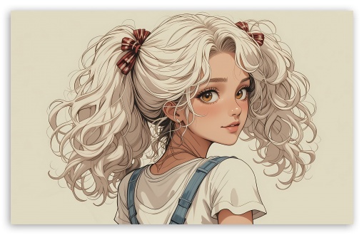 Anime Girl, Drawing, Pigtails, TwinTails, Anime, White UltraHD Wallpaper for UHD 16:9 ; HD 16:9 ; UltraWide 21:9 24:10 ; Widescreen 16:10 5:3 ; Fullscreen 4:3 5:4 3:2 ; Tablet 1:1 ;