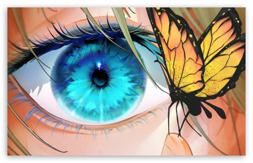 Anime Girl Looking at a Butterfly UltraHD Wallpaper for UHD 16:9 ; HD 16:9 ; UltraWide 21:9 24:10 ; Widescreen 16:10 ;