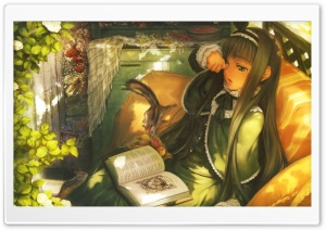Anime Girl Reading Ultra HD Wallpaper for 4K UHD Widescreen desktop, tablet & smartphone
