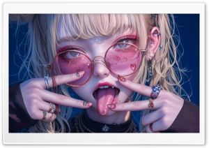 Anime Girl Sticking Tongue Out Digital Art Ultra HD Wallpaper for 4K UHD Widescreen desktop, tablet & smartphone