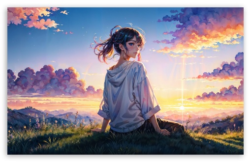 Anime Girl, Watching, Sunrise, Outdoors, Gentle Wind UltraHD Wallpaper for UHD 16:9 ; HD 16:9 ; UltraWide 21:9 24:10 32:9 32:10 ; Widescreen 16:10 5:3 ; Fullscreen 4:3 5:4 3:2 ; Tablet 1:1 ; Mobile 9:16 9:19.5 9:20 9:21 9:22 10:16 2:3 3:5 3:4 ; Dual 16:10 5:3 16:9 4:3 5:4 3:2 ;