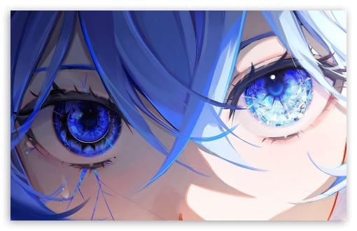 Anime Girl with Big Blue Eyes and Blue Hair UltraHD Wallpaper for UHD 16:9 ; HD 16:9 ; UltraWide 21:9 24:10 32:9 32:10 ; Widescreen 16:10 ; Tablet 1:1 ; Mobile 9:16 9:19.5 9:20 ; Dual 16:10 16:9 ;