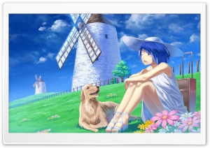Anime Girl With Her Pet Dog Ultra HD Wallpaper for 4K UHD Widescreen desktop, tablet & smartphone